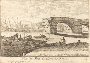 Uitzicht op de Stenen Brug van Rouen door Israël Silvestre