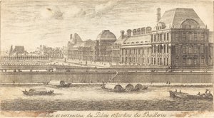 Uitzicht en perspectief van het paleis en de tuinen van de Tuilerieën