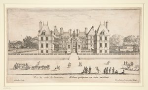 Uitzicht op Chateau Liencourt: De Voorhof door Israël Silvestre