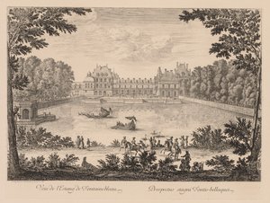 Uitzicht op de vijver van Fontainebleau door Israël Silvestre
