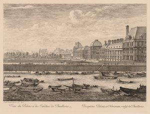 Uitzicht op het Paleis en de Tuinen van de Tuilerieën, vanaf de kade