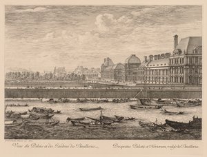 Vue du palais et des jardins des Tuileries, du côté du quai, 1670 door Israël Silvestre