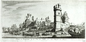 Perspectiefweergave van de Tour de Nesle en het Hotel de Nevers door Israël Silvestre the Younger