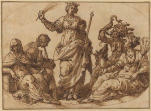 Deugd triomfeert over ondeugden door Italian 16th Century