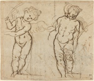 Twee Staande Putti door Italian 17th Century