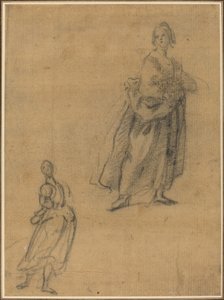 Twee Studies van een Staande Vrouw door Italian 17th Century