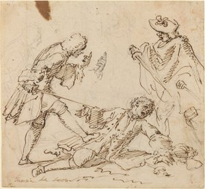 Drie mannen vechten