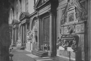 Firenze, Chiesa di S Croce, Monumenten van het rechter schip (zwart-wit foto) door Italian Photographer