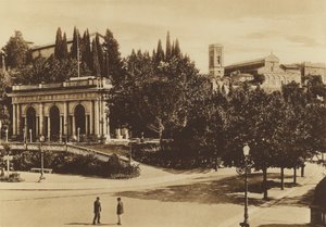 Florence: Een deel van het Piazzale Michelangiolo met de Loggetta, de Kerk van S Salvatore en de Basiliek van S Miniato
