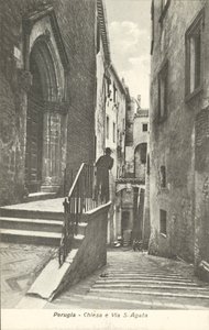 Perugia: Kerk en Via S. Agata (zwart-wit foto) door Italian Photographer