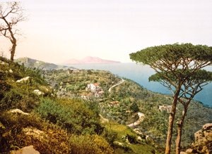 Uitzicht op Vesuvius over de Baai van Napels, 1890-1900