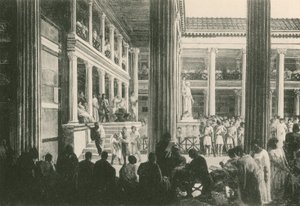 Een crimineel oordeel in de basiliek (gravure)