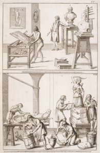 Een Beeldhouwersatelier, c.1800 door Italian School