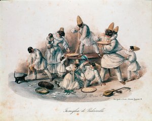 Een familie van Pulcinella, personage van de commedia dell