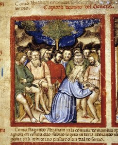 Abraham besnijdt de Joden, illustratie uit "Het Codex van Padua" 1390-1400 door Italian School