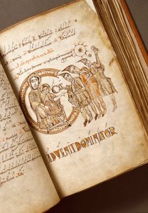 Aanbidding der Wijzen Manuscript van de Bolognese school. (Ms.123-Foglio 40 r) 11e eeuw Rome, Biblioteca Angelica