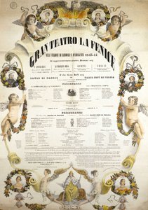 Affiche van het Theater La Fenice in Venetië voor het seizoen 1843 - 1844 door Italian School