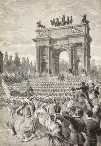 Geallieerde troepen betreden Milaan door de Vredesboog, 7 juni door Italian School