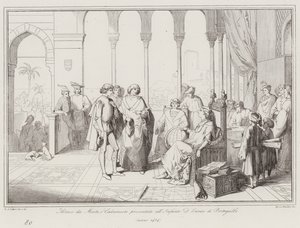Alvise da Mosto, of Cadamosto gepresenteerd aan de Infante D Enrico van Portugal door Italian School