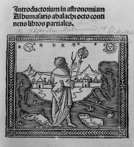 Een astronoom die naar de sterren kijkt, uit Introductorium in astronomiam, gepubliceerd in Venetië 1506 door Italian School