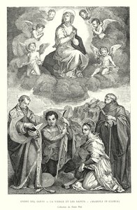 Andre del Sarte, De Maagd en de Heiligen, Madonna in Glorie, Collectie van het Pitti Paleis (gravure)
