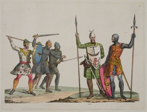 Angelsaksische krijgers, plaat 14 uit De geschiedenis van de naties door Italian School