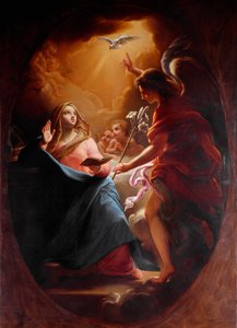Annunciatie anoniem schilderij van de 17e eeuw Rome, Chiesa del Sacro Cuore door Italian School