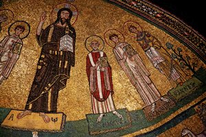 Apsis met Christus, heiligen en paus Gregorius IV door Italian School