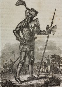 Pantser uit het tijdperk van koning Hendrik V van Engeland, illustratie uit 
