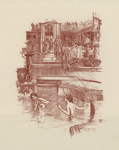 Romeins bad (litho) door Italian School
