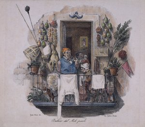 Balkon bij de Kleine Pier in Napels, Italië, 19e eeuw door Italian School