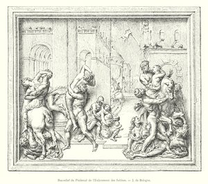 Bas-reliëf van het Voetstuk van de Ontvoering van de Sabijnse Vrouwen, J. de Bologne (gravure) door Italian School