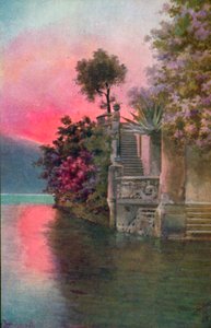 Bellagio, Comomeer, Italië (kleurenlitho) door Italian School
