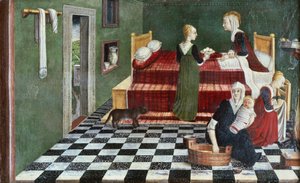 Geboorte van de Maagd (compartiment van een predella), Veneto, ca. 1480 door Italian School
