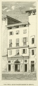 Casa Nella Quale Nacque Mazzini in Genova (gravure) door Italian School
