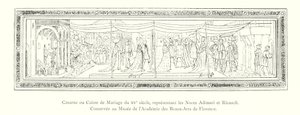 Cassone of Huwelijkskist uit de 15e eeuw, voorstellende de Bruiloft van Adimari en Ricasoli, Bewaard in het Museum van de Academie voor Schone Kunsten van Florence