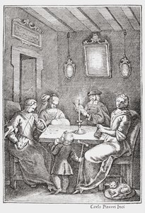 Chiaqlira leest verhalen voor aan een naaipartij, vooromslag van De Pentamerone van Giambattista Basile, 1742 door Italian School