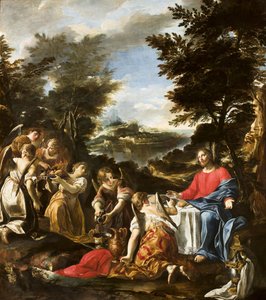 Christus bediend door engelen, c.1650-1700 door Italian School