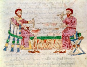 Codex 132 Livre 22 Hoofdstuk 1 De Maaltijd, uit De Universo door Rabanus Maurus (c.780-856) 1023