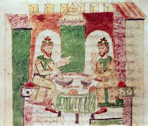 Codex 142 Livre 16 Chap.4 De tafel van de rijken, uit De Universo door Rabanus Maurus (c.780-856) 1023
