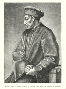 Cosme de Oude, naar het portret van Pontormo, in San Marco, in de cel van Savonarole (gravure)