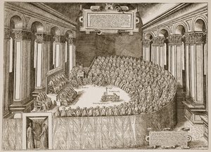 Raad van Trente, 1563, uit een ets gepubliceerd in Venetië in 1565, illustratie uit De Kerk van Engeland: Een Geschiedenis voor het Volk door H.D.M. Spence-Jones door Italian School
