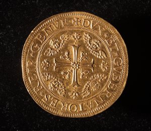 Munt van de Republiek Genua: 25 gouden doppie munt. Diam. 52,5 mm. 1694. Voorzijde. Genua Musei di Strada Nuova (inv. 6457) door Italian School