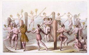 Dansen van de inheemse bewoners van Virginia, ca. 1820 door Italian School
