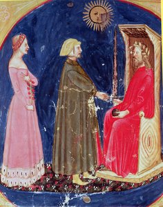 Dante en Beatrice voor Justinianus uit De goddelijke komedie door Dante Alighieri