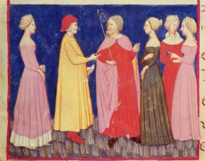 Dante en Beatrice in het paradijs, uit De goddelijke komedie door Dante Alighieri
