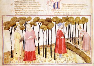 Dante en Vergilius op de top van het vagevuur, uit De goddelijke komedie door Dante Alighieri door Italian School