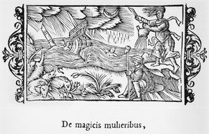 De magicis mulieribus, illustratie uit Historia de Gentibus Septentrionalibus door Olaus Magnus, uitgegeven Rome, 1555