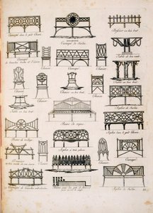 Ontwerpen voor tuinbanken, uit Een Compendium van Tekeningen, door J.G. Grohmann, gepubliceerd 1805 door Italian School