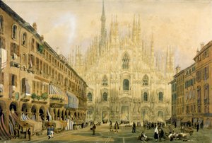 Duomo-plein en kathedraal in Milaan. 1811